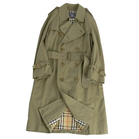 【美品】Vintage バーバリー Burberrys コート 英国製 トレンチコート コットン100％ アウター メンズ 44(S相当) カーキグリーン【中古】