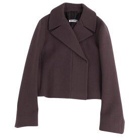 【美品】ジルサンダー JIL SANDER ジャケット コート ショート丈 ダブルブレスト 無地 ウール アウター レディース 40(M相当) ブラウン【中古】