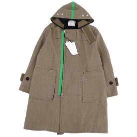 【新品同様】サカイ Sacai コート ロングコート 22AW Check Bonding Coat 22-02887M フーディー フード 千鳥格子 アウター メンズ 1(S相当) ブラウン【中古】