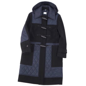 【新品同様】バーバリー BURBERRY コート ダッフルコート フード フーディー キルティング ウール アウター レディース 36(XS相当) ブラック/ネイビー【中古】