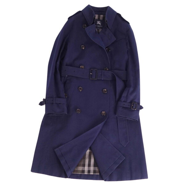 【美品】バーバリー ロンドン BURBERRY LONDON コート トレンチコート 裏チェック アウター レディース 36(S相当) ネイビー【中古】