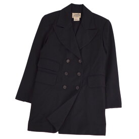 【美品】Vintage エルメス HERMES ジャケット ダブルブレスト ウール アウター レディース フランス製 38(M相当) ブラック【中古】