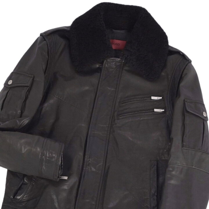 楽天市場】【美品】ヒューゴボス HUGO BOSS ジャケット レザー 