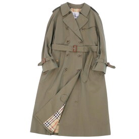 【美品】Vintage バーバリー Burberrys コート トレンチコート 裏チェック コットン アウター レディース 11AB3(M相当) オリーブカーキ(玉虫色)【中古】