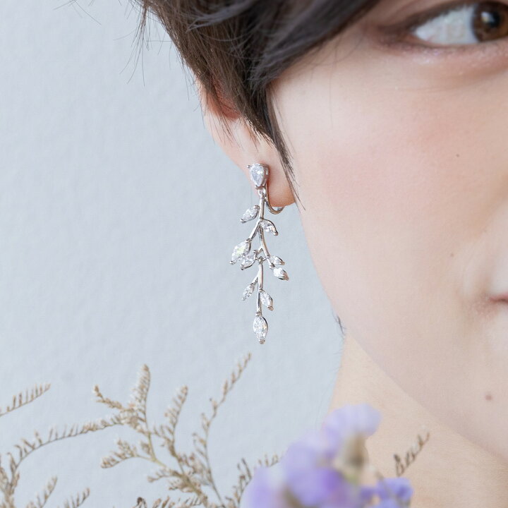 楽天市場】キュービックジルコニア ピアス/イヤリング リーフモチーフ 