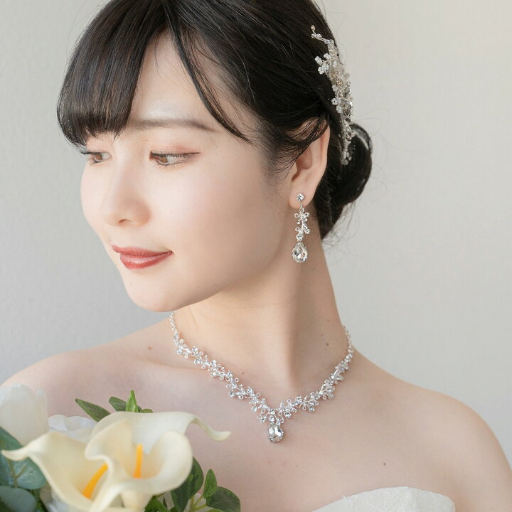 楽天市場】ネックレス＆ピアスorイヤリングセット ウェディング 前撮り 