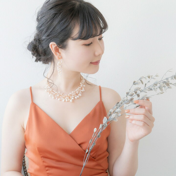 楽天市場】ゴールド×パール ネックレス＆ピアスorイヤリングセット 