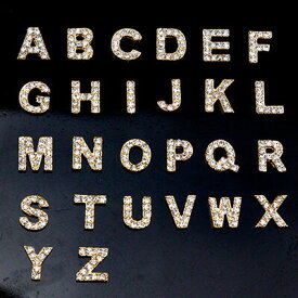 デコパーツ【イニシャル】ゴールドorシルバーの2色 デコ 英語 26全種類文字 A B C D E F G H I G K L M N O P Q R S T U V W X Y Z アクセサリーパーツ ース デコ 素材 スワロフスキー 風 decoparts