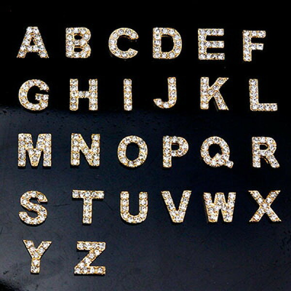 デコパーツ【イニシャル】ゴールドorシルバーの2色 デコ 英語 26全種類文字 A B C D E F G H I G K L M N O P Q R S T U V W X Y Z アクセサリーパーツ ース デコ 素材 スワロフスキー 風