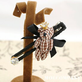 ヘアクリップ【1個】ぬいぐるみパーツ ガラスストーン リボン 等画像をご覧くださいヘアクリップ 王冠をかぶったベアー 髪飾り ヘアアクセサリー headwear