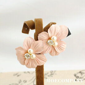 ヘアクリップ【1個】造花 メタルパーツ パールパーツ 等 画像をご覧くださいヘアクリップ ダッカール ピンク 花 髪飾り ヘアアクセサリー headwear