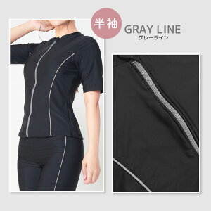 ほっそり見える! フィットネス水着 上下セット 半袖 送料無料 めくれ防止 着痩せ レディース セパレート セット キャップ付き 大きいサイズ 前開き スイムキャップ 体型カバー 水泳 競泳水