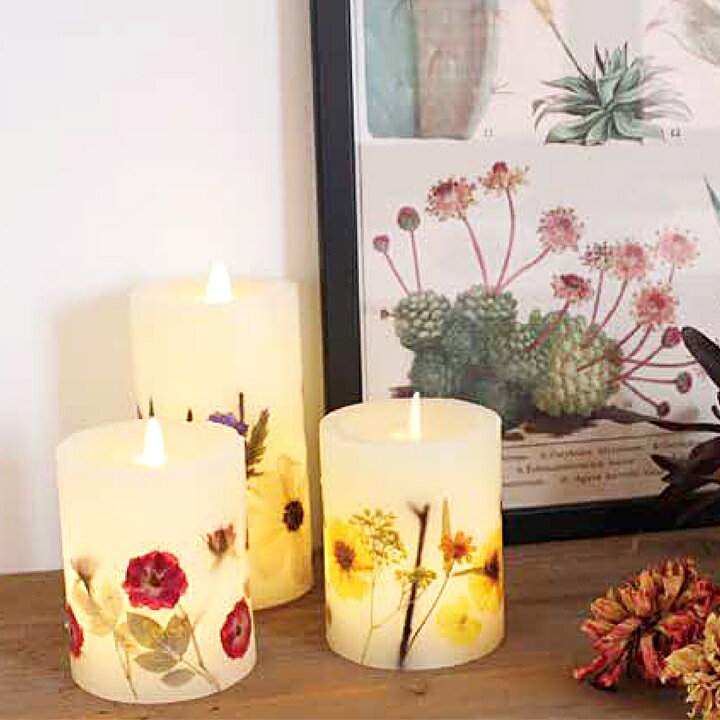 楽天市場 送料無料 フレームレスフリッカーキャンドル ショート 押し花が美しい 本物のろうそくを灯しているような揺らめきがあるボタニカルled キャンドル 蝋燭 ロウソク 照明 インテリア リビング 寝室 おしゃれ 可愛い 雑貨 パーティー お誕生日 クリスマス