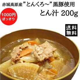 【マラソン最終日!!店内全品最大20％OFFクーポン★27日09:59迄】レトルト食品 1000円 ポッキリ 赤城高原産とんくろー 黒豚 とん汁 200g 具だくさん みそ汁 豚汁 国産 常温保存 惣菜 和風総菜 もち豚 1人前 千円 お試し 群馬