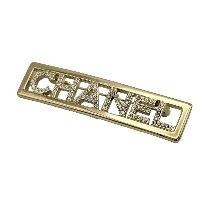 楽天市場】【中古】 CHANEL シャネル ロゴ ラインストーン GP ブローチ 