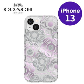 5/13日発売予定 COACH iPhone 13 Protective Case Tea Rose Purple コーチ 抗菌　3m落下試験クリア ワイヤレス MagSafe充電可能 クリア ケース 花柄