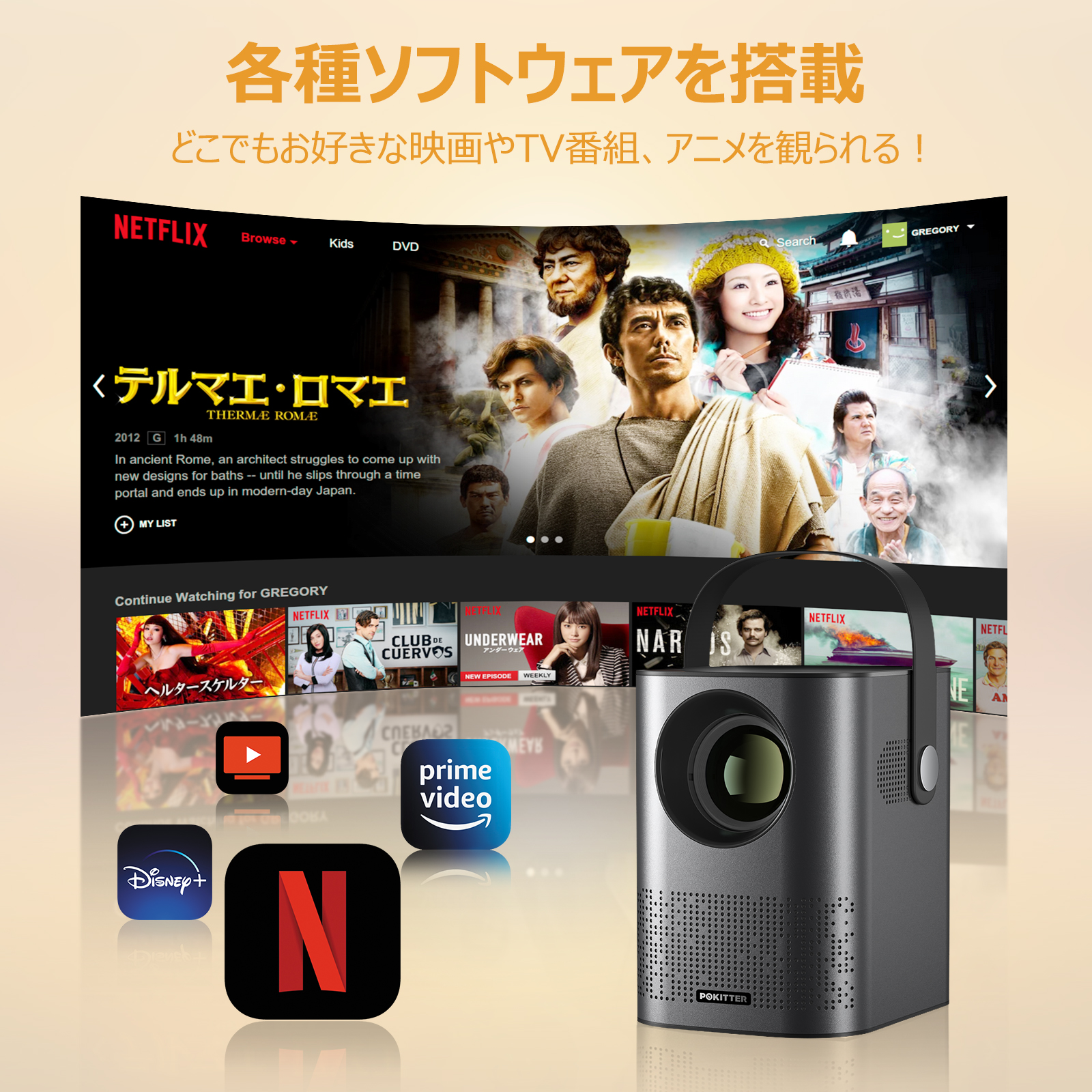 楽天市場】POKITTER Go Series プロジェクター小型 Android TV 10.0