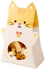 【2点以上350円OFF!!】ラッピング 箱 袋 プレゼント アニマル 動物 猫 お菓子 雑貨 透明窓 抱えているように見える 10枚セット ( ねこ )