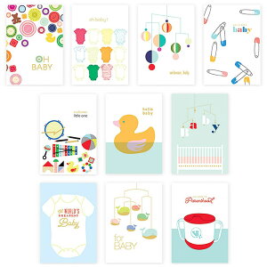 最短当日出荷◆メッセージ カード 本体+封筒10種セット | 出産祝い 子供 赤ちゃん ベイビー ベビー BABY 水色 アヒル プレゼント | 柄 おしゃれ 箔押し 大容量