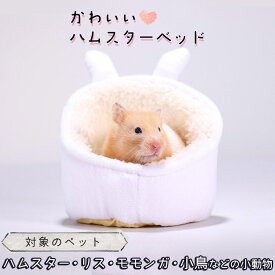 【P10倍&2点以上350円OFF!!】 ハムスター リス 小動物 家 ハウス ペット ベッド | ふわふわ もこもこ 秋 冬 防寒 暖かい 中敷き付 洗濯可 白 うさぎ ホワイト 兎