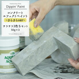 《即日出荷》 コンクリートエフェクト サラサラ3色Sセット 50g×3 [Dippin' Paint 水性塗料 塗料 ペンキ リノベーション リメイク DIY 塗装DIY 補修 壁 リメイク 鉄風塗装 シルバー メタリック塗装 アイアン塗料 鉄ペンキ アイアン風 コンクリ 男前]