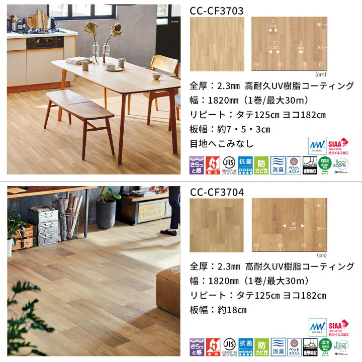 楽天市場】クッションフロア 店舗用 木目 東リ トイレ 洗面所 リビング 