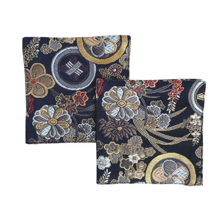 楽天市場】金襴コースター【紋花 黒】2枚セット 和柄コースター 1000円 