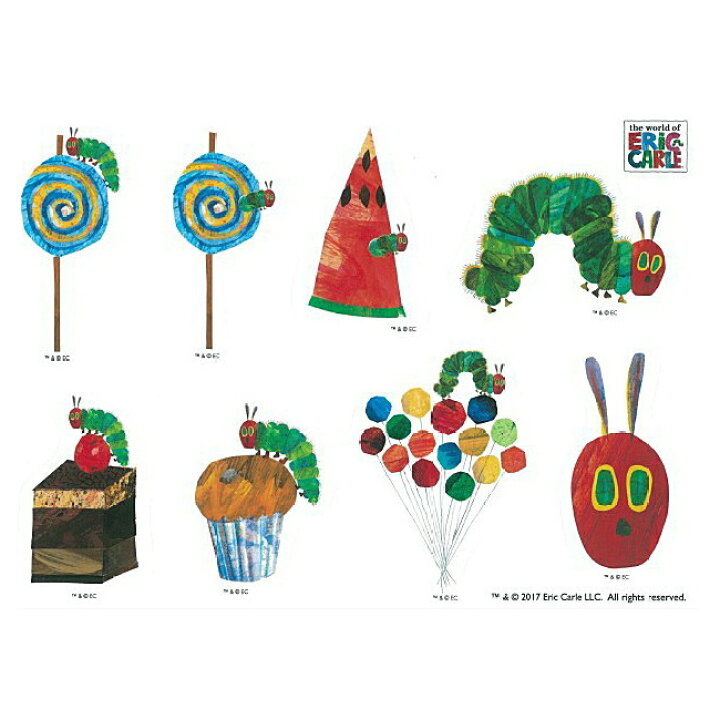 楽天市場 Eric Carle エリックカール はらぺこあおむしステッカー ウォールステッカー サイズ 食べ物 インクジェット シール モジモジタック