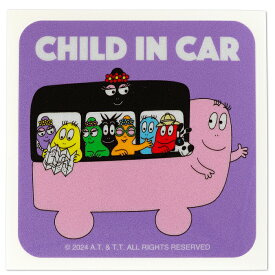 反射ステッカー 「CHILD IN CAR」「BABY IN CAR」「NOW ON REC」 W100mm×H100mm バーバパパ BAABAPAPA　車 注意 カーステッカー CARステッカー　インクジェット/シール