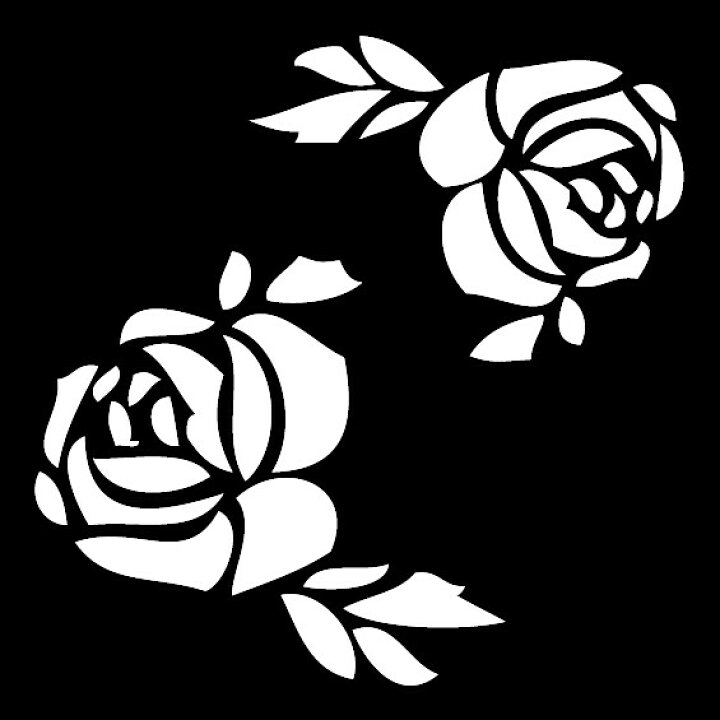 楽天市場 シルエットステッカー 薔薇模様 カメリアモチーフ 2サイズ入 切文字 シール モジモジタック