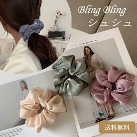 シュシュ ヘアゴム チュール 軽やか blingbling 光沢あり デイリー シック 上品 ヘアアレンジ 結婚式 パーティ ヘアアクセサリー 髪飾り 春夏