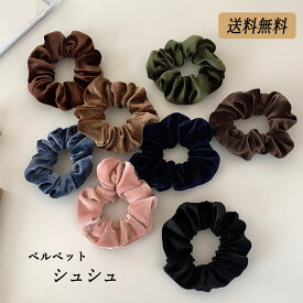 【よりどり2点で300円OFF//3点で500円OFFクーポン】シュシュ ベロア ベロアシュシュ 中 Mサイズ ヘアアクセサリー ベルベット 秋冬 オフィス ヘアアクセ レディース 上品 大人っぽい かわいい おしゃれ シンプル プレゼント ブラック ブラウン ネイビー グレー ピンク