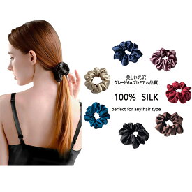 【よりどり2点で300円OFF//3点で500円OFFクーポン】シルクシュシュ ヘアシュシュ シルク100％ シルク シュシュ 髪留め ヘアゴム ゴム ヘアアクセサリー 軽い ボリューム 絹 ドライアイに絹100％ グッズ 高級 おしゃれ 上質 送料無料