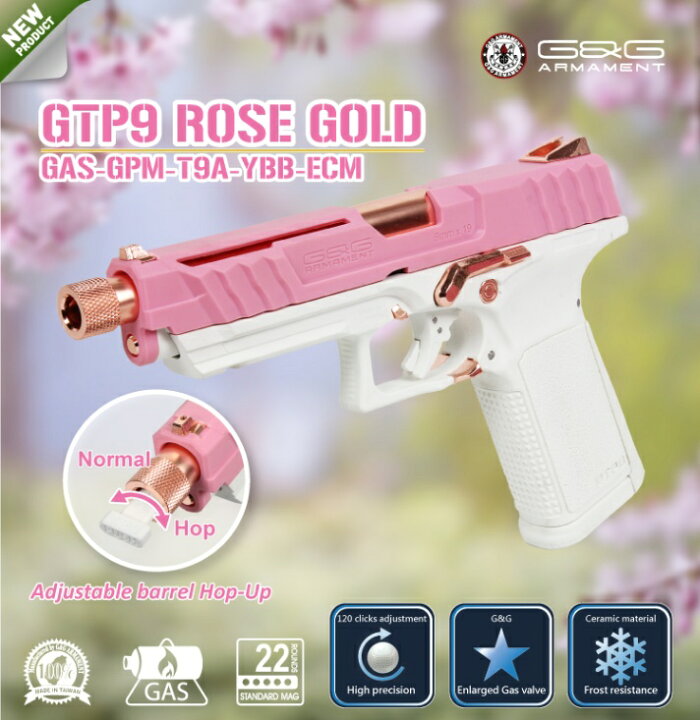 楽天市場】G&G ガスブローバックハンドガン GTP9 Rose Gold : エアガン 