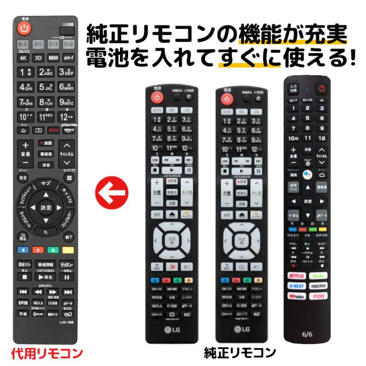 楽天市場】LG テレビ リモコン AKB73756566 AKB73615339 AKB73756517 
