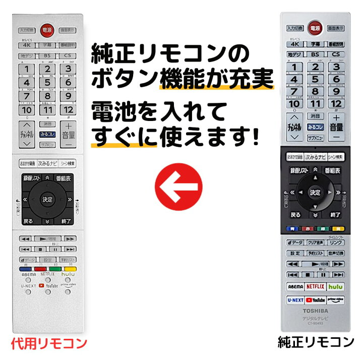 楽天市場】東芝 レグザ テレビ リモコン CT-90493 43C350X 50C350X 