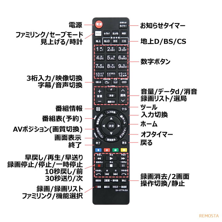 楽天市場】シャープ アクオス テレビ リモコン GB077WJSA GA995WJSA 