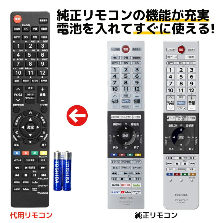 楽天市場】東芝 レグザ テレビ リモコン CT-90493 CT-90481 CT-90463 