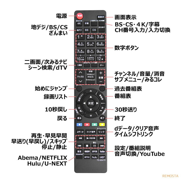 楽天市場】東芝 レグザ テレビ リモコン CT-90470 CT-90489 43J20X 