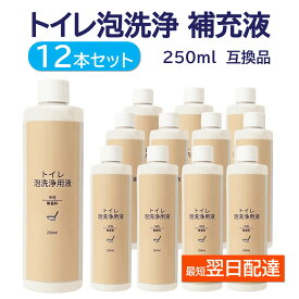 アラウーノ 洗剤 対応 互換品 12本セット 日本製 トイレ 泡洗浄 リクシル 泡クッション 補充液 12本セット 互換品 無香料 250ml パナソニック 全自動トイレ 洗浄液 補充 中性洗剤 代用品 香りなし アラウーノフォームで使える洗剤 詰め替え