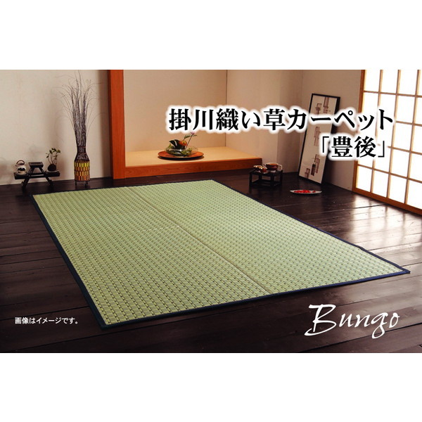 イケヒコ い草ラグカーペット 「DX京物語」 ブルー 約180×180cm（裏