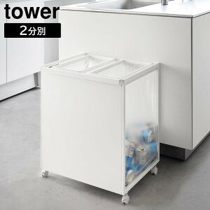 山崎実業 tower タワー 目隠し 分別 ダストワゴン 45L 2分別