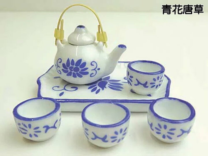 楽天市場】三松貿易 ミニチュア食器 角盆付き 急須と湯呑のセット 藍染 