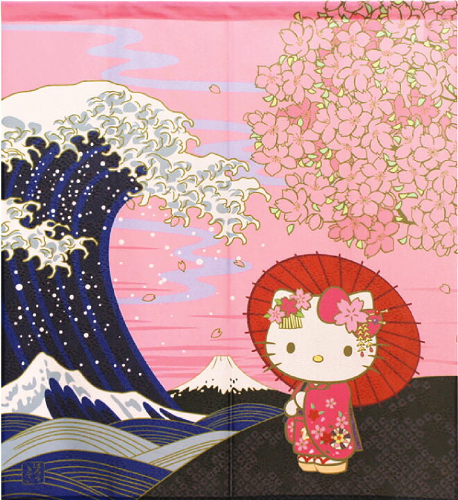 楽天市場】のれん ハローキティ 日本風景 85×90cm サンリオ 日本製 