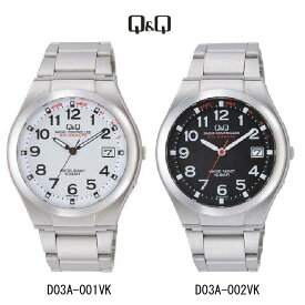 シチズン Q&Q 電波ソーラー腕時計 メンズ 10気圧防水 日付表示 薄い ステンレス ソーラーメイト ホワイトD03A-001VK/ブラックD03A-002VK【あす楽対応】