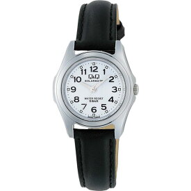 シチズン Q&Q 腕時計 レディース ソーラーメイト ソーラー電源 5気圧防水 黒合皮ベルト アナログ H009-304
