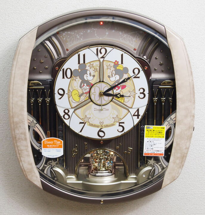 楽天市場 セイコー ディズニータイム からくり時計 ミッキー フレンズ 電波掛け時計 メロディ スワロフスキークリスタル 薄ピンク マーブル柄 Fw563a 動画あり 送料無料 取り寄せ品 木馬家具