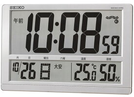 セイコー 掛け置き兼用 大型デジタル 高コントラスト液晶 電波時計 温度湿度表示 銀色メタリック SQ433S【あす楽対応】置き時計