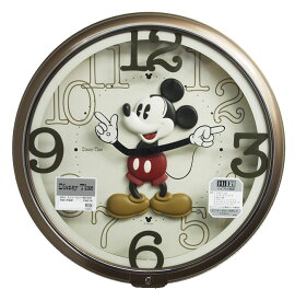 【動画あり】セイコー ディズニータイム ミッキーマウス クオーツ掛け時計　茶メタリック FW576B【取り寄せ品】