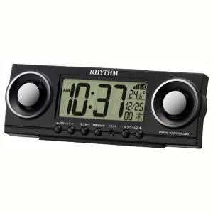 リズム 大音量 電波目覚まし時計 フィットバトラージューク 黒 8RZ177SR02